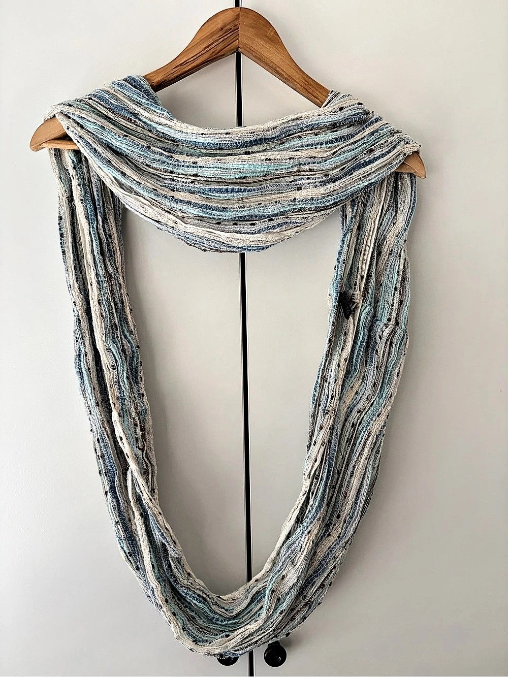 Striped Infinity Scarf in Blue & White